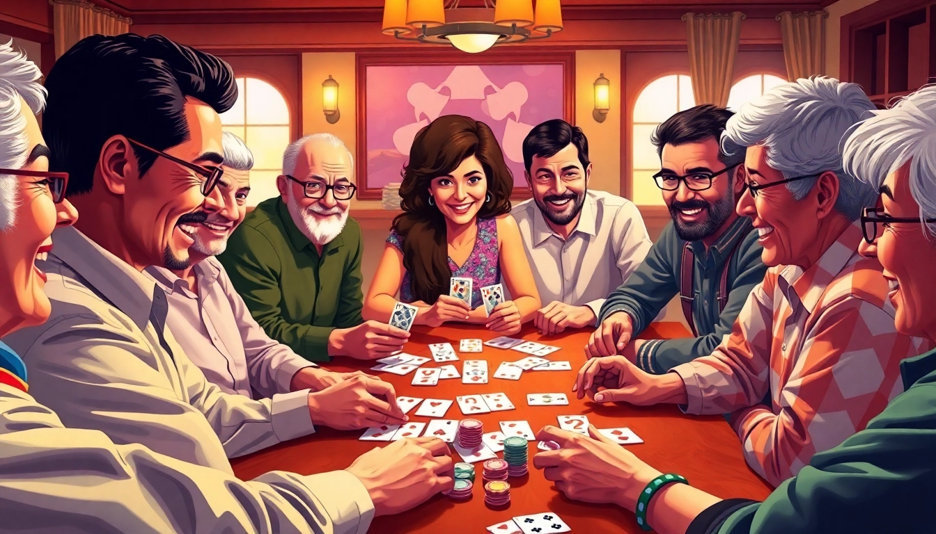 Rummy nabob players joyfully strategizing during an intense game night.