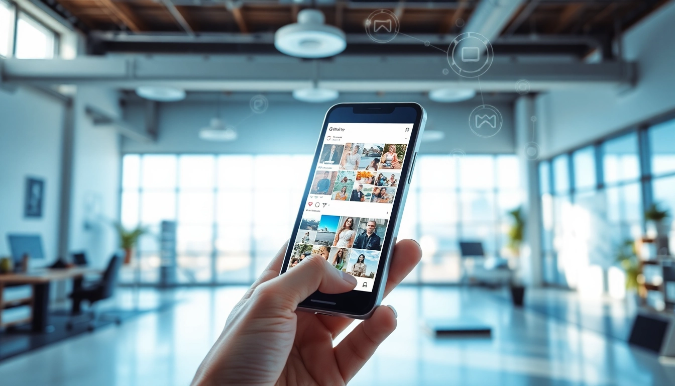 Enhanced Instagram experience with Instapro showcased on a smartphone.