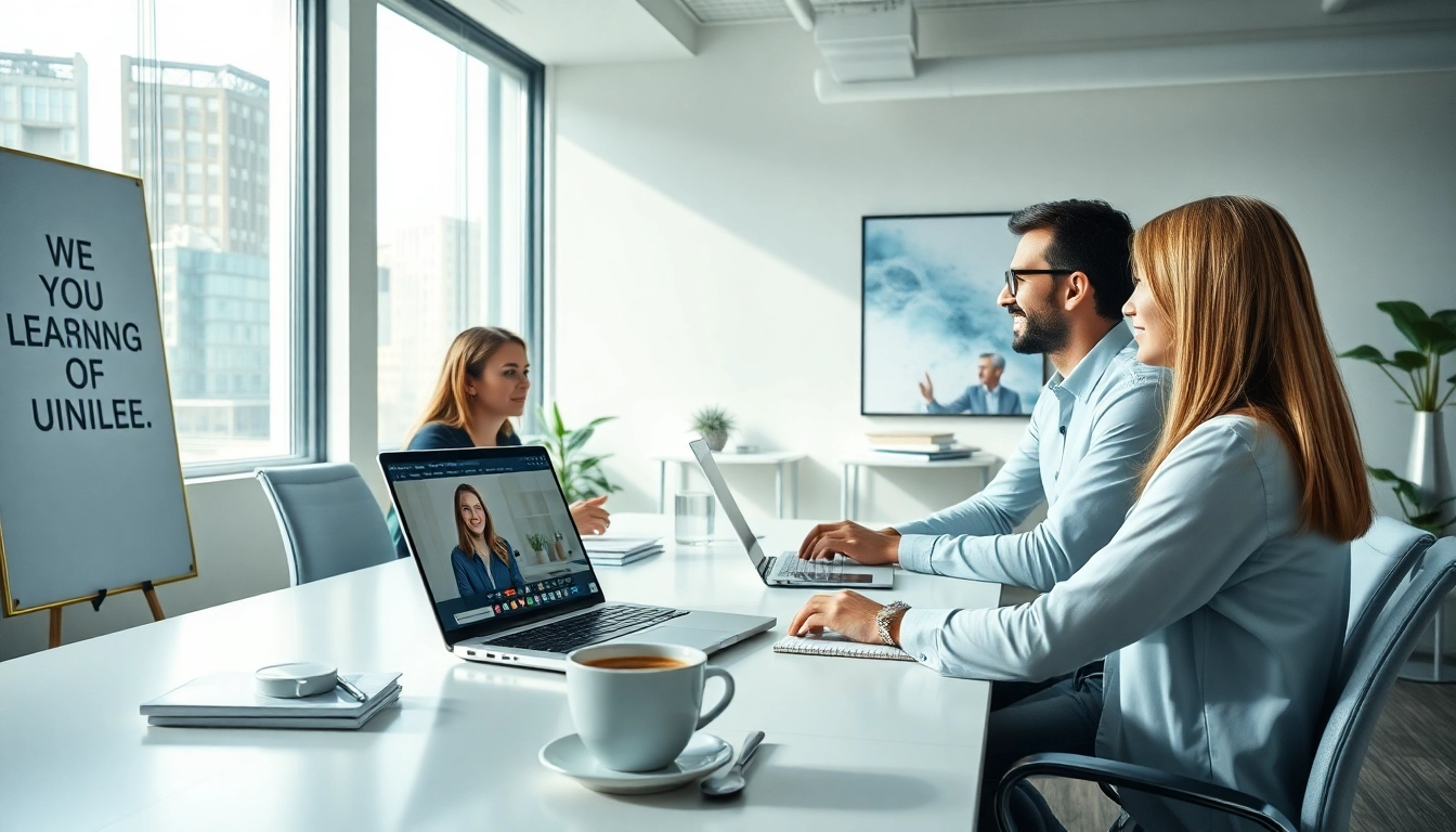 現代的なオンライン英語レッスン環境で Bizmates キャンペーンコードを使用しているビジネスプロフェッショナル。