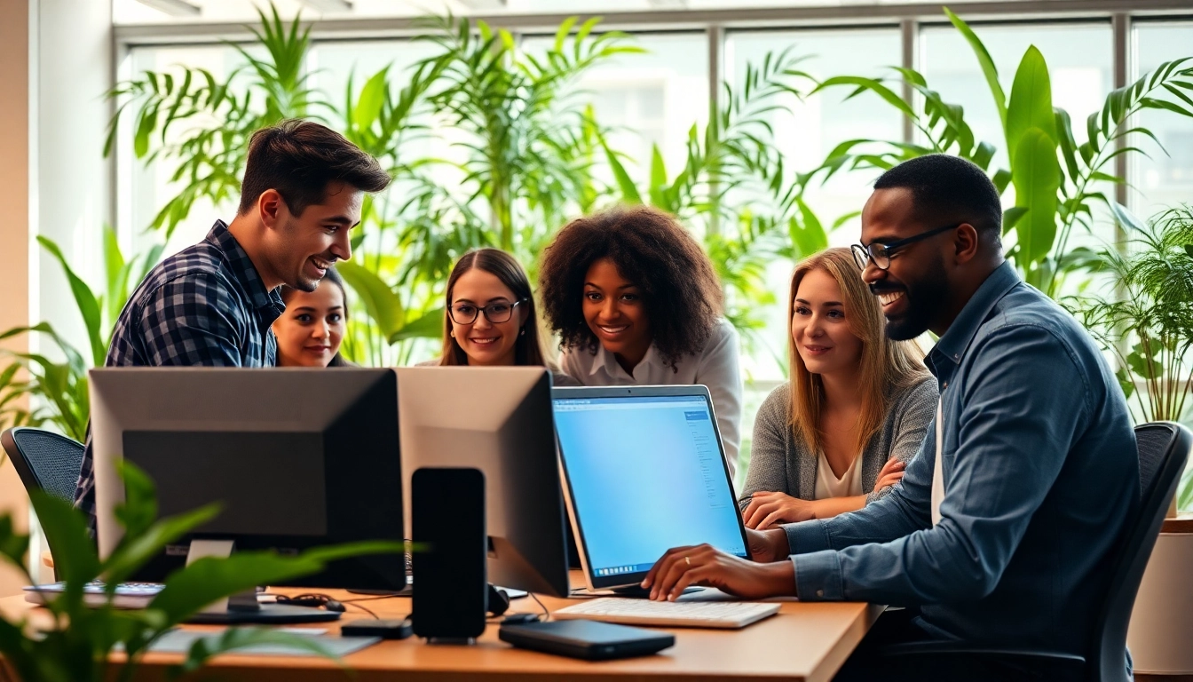 Showcasing managed IT services for nonprofits with a collaborative tech team enhancing productivity.