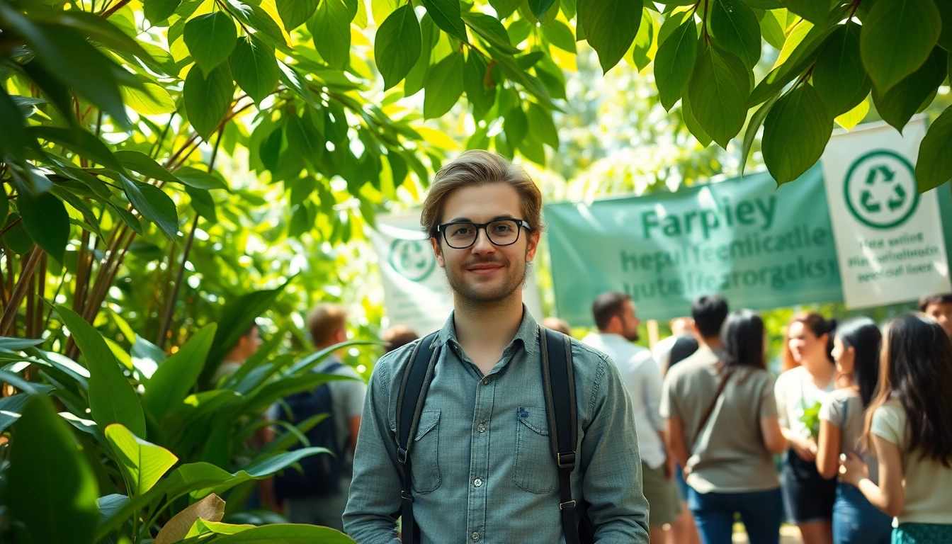 Advocating for sustainability at https://www.unsustainablemagazine.com with vibrant greenery and eco-friendly props.
