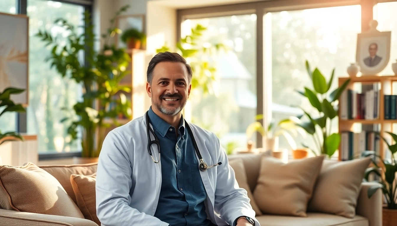 Engaged psychiatrist in Dubai offering support in a tranquil office environment.