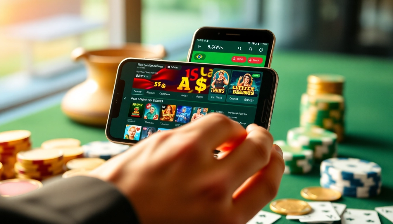 Online gambling experience on 55VV platform showcasing 5V5V mobile gameplay with engaging graphics and casino elements.