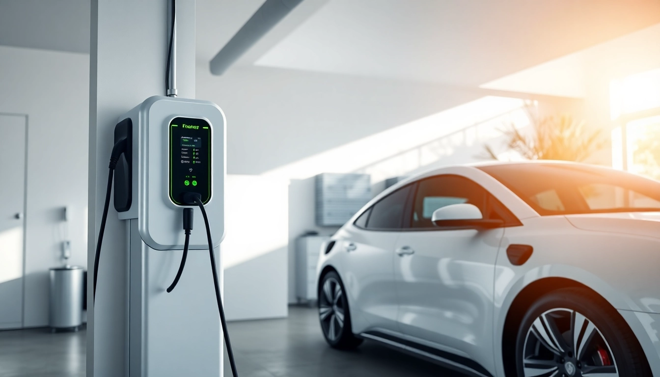 EV Charger Install Cost showcased in a modern garage with sleek charger and parked EV.