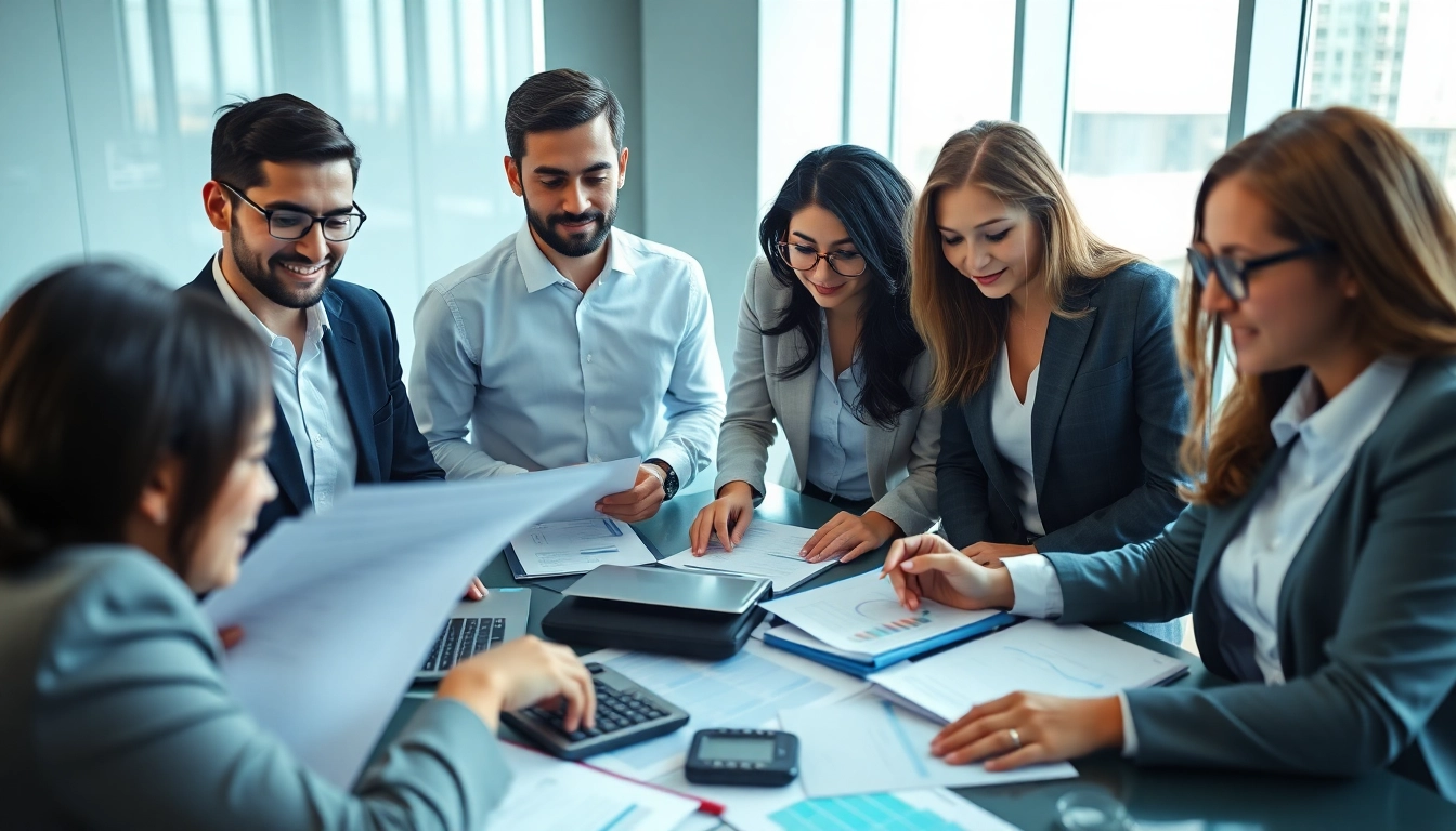 Dynamic interaction among professionals at an Accounting firm in Abu Dhabi fostering financial expertise.