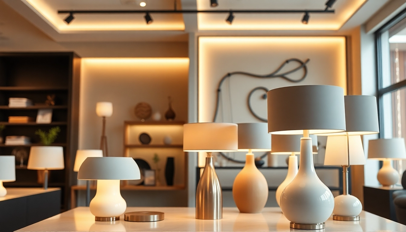 Showcase of ELC Lamps Online highlighting modern design features in a retail setting.
