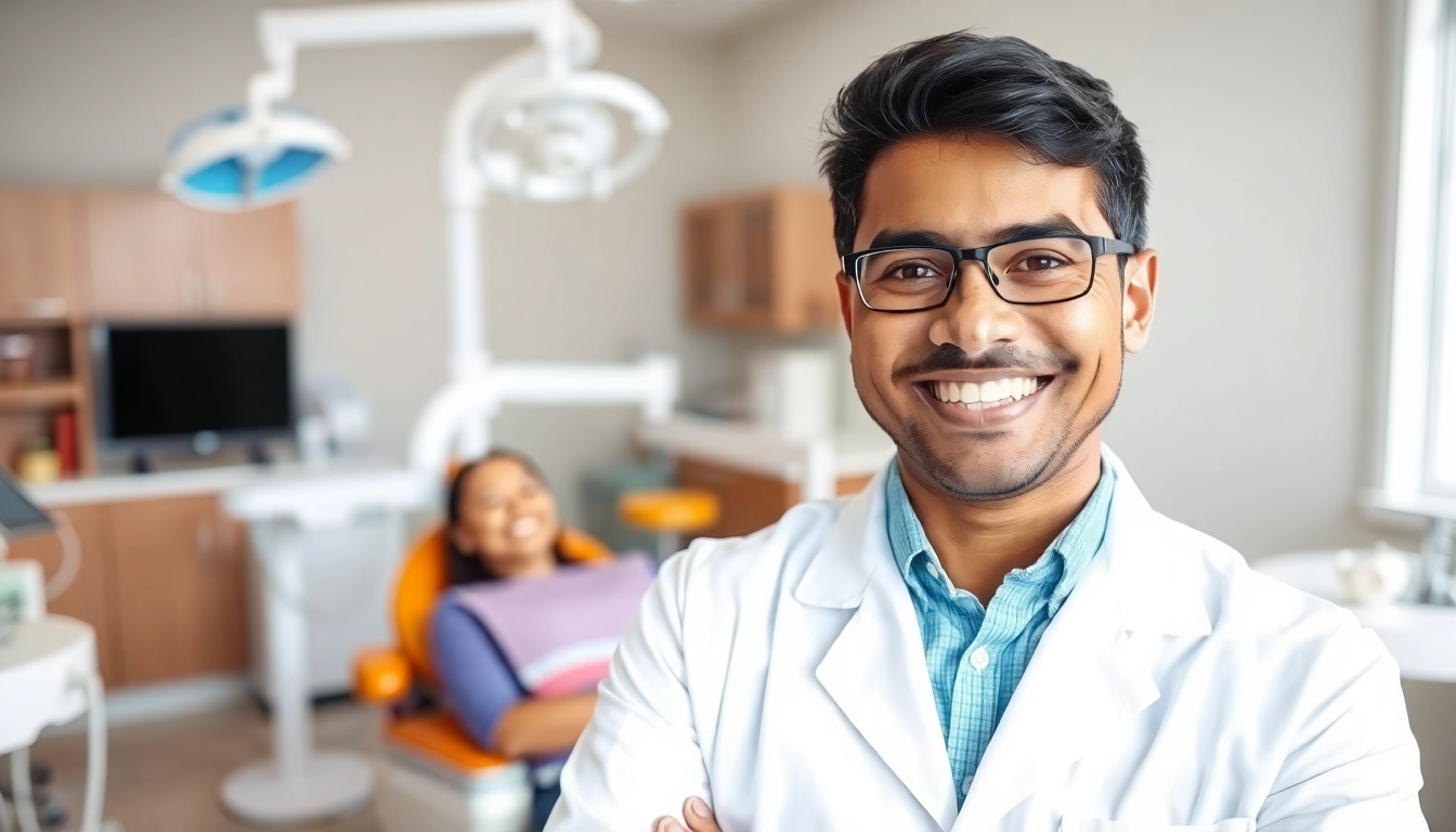 Friendly Frankfort IL dentist providing care to a relaxed patient in a modern clinic.