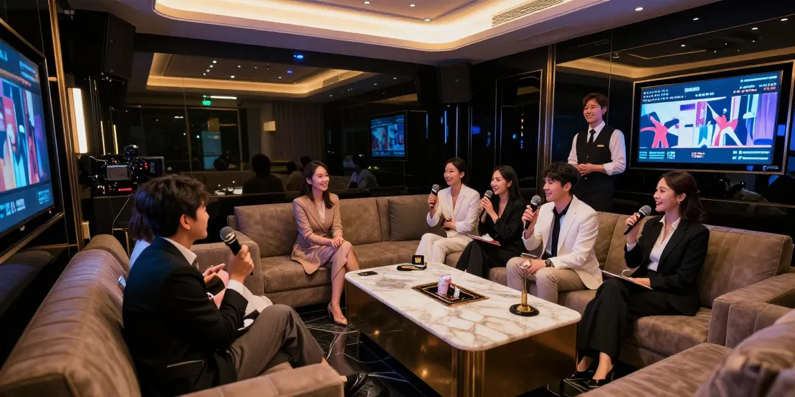 강남쩜오의 고급스러운 노래방에서 고객들이 즐거운 시간을 보내고 있는 모습