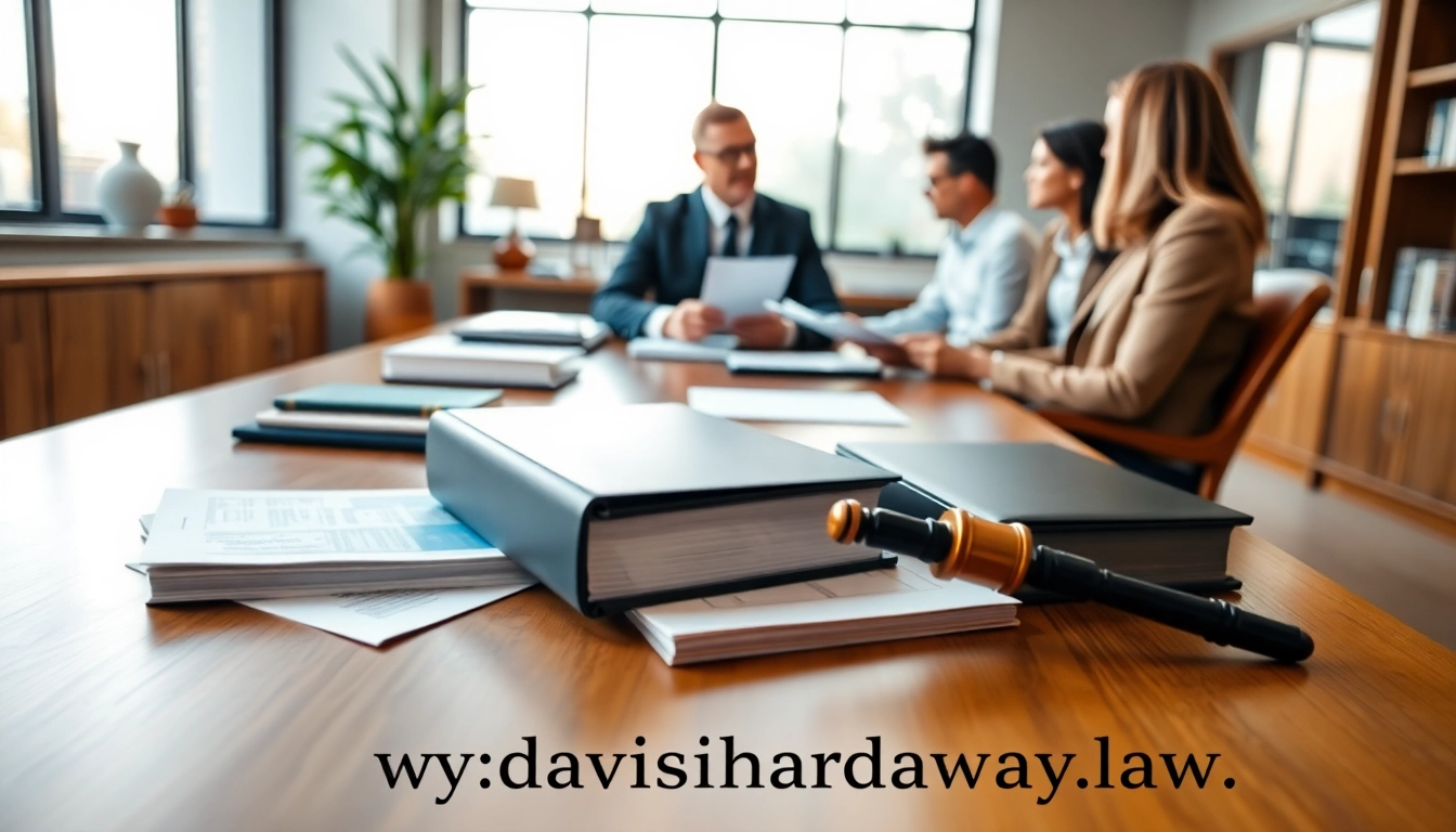 Consult clients discussing case details at https://www.davidhardawaylaw.com in a modern law office.