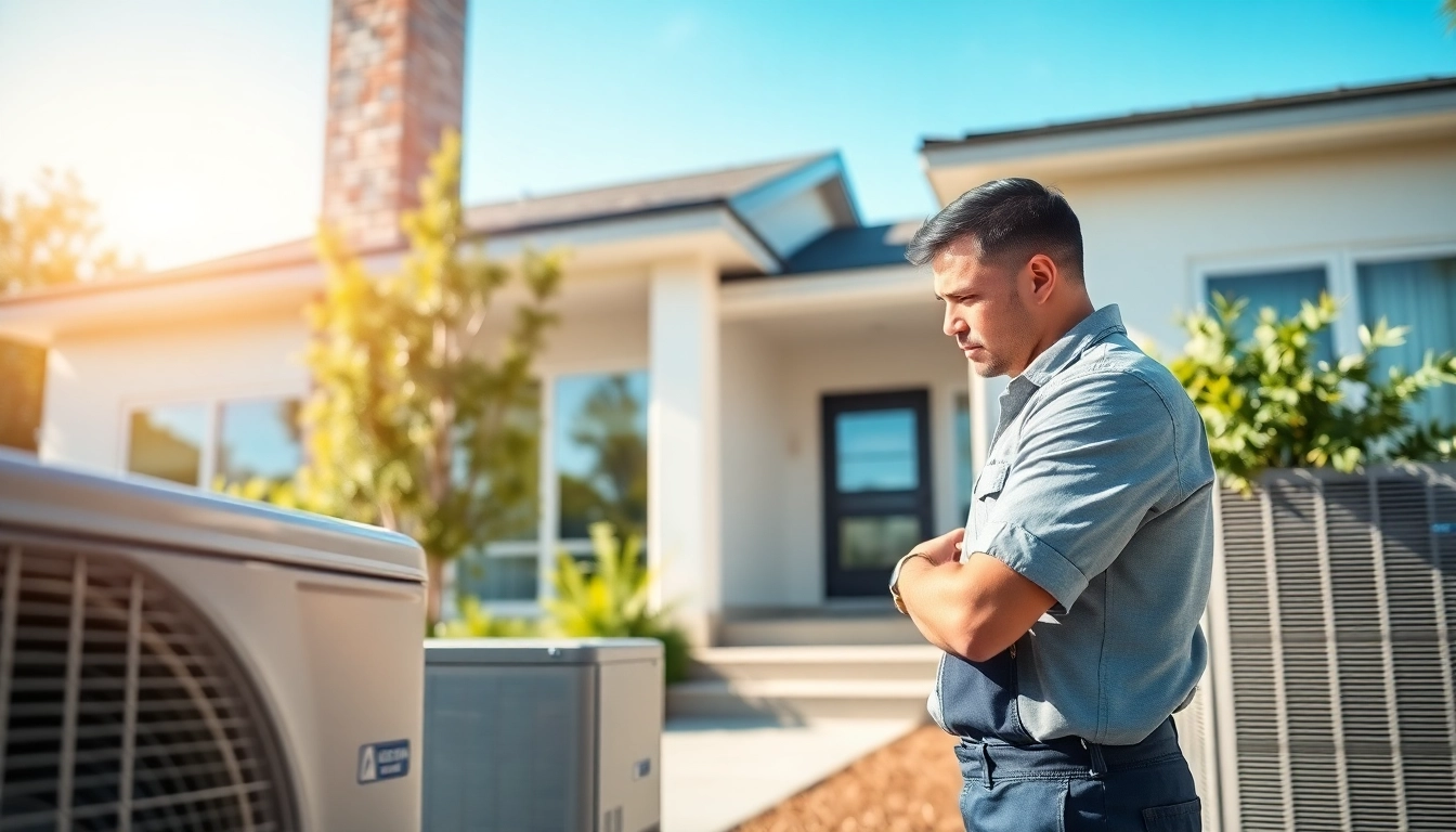 Technician installing American Standard heat pumps in a modern home environment.
