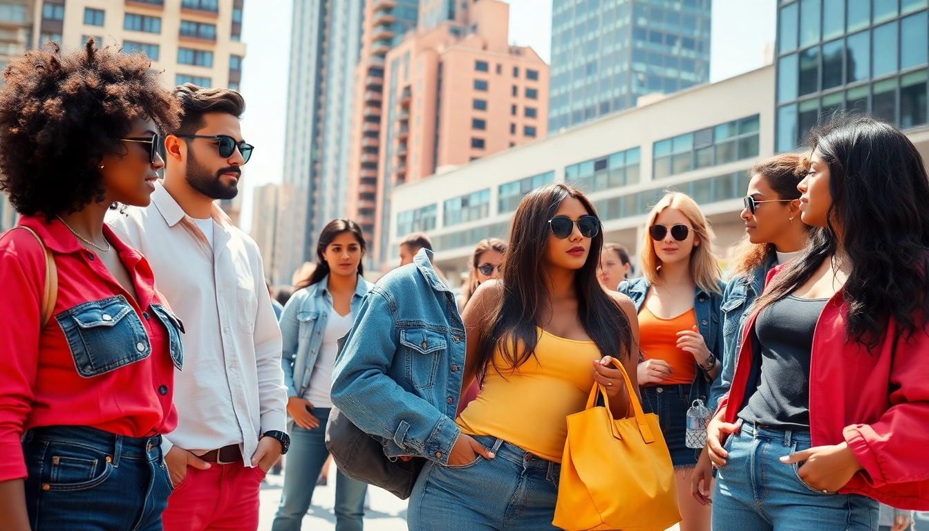Individuals in casual attire interacting in an urban setting, representing https://www.clothingcasual.com style.