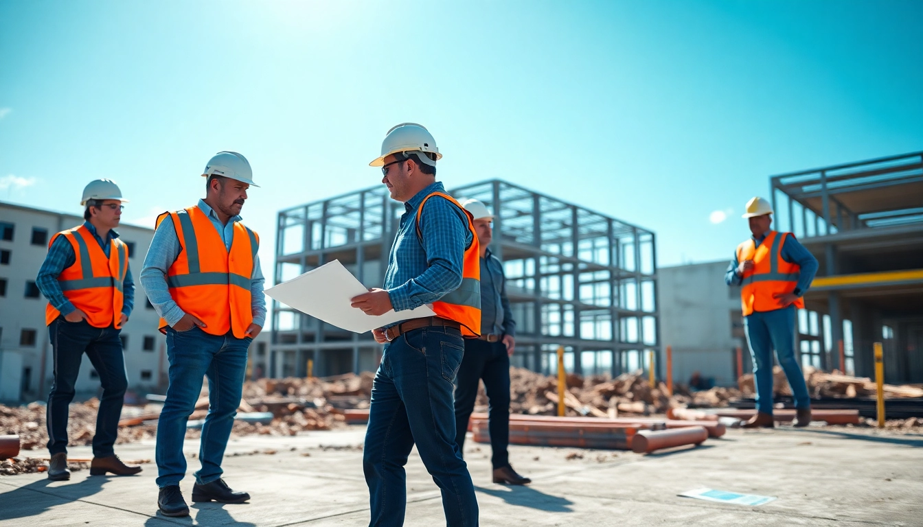 New Jersey Commercial General Contractor supervising a vibrant construction site with team collaboration.
