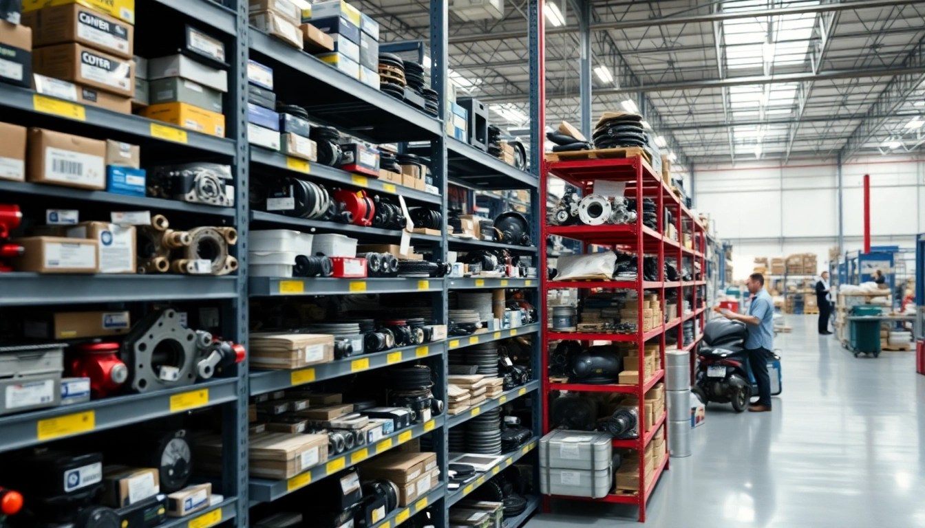 View of https://factoryoemsupply.com/ displaying organized automotive parts in a professional warehouse.