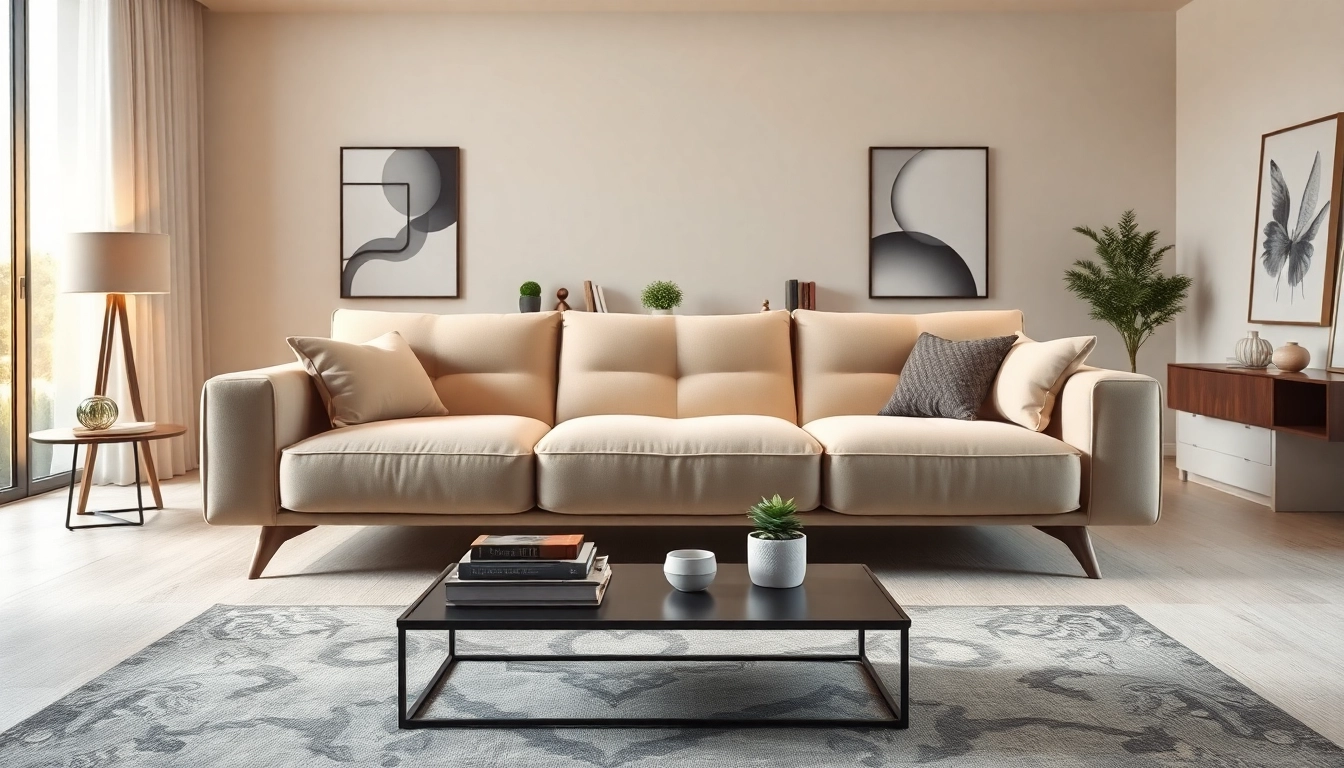 Stylish sofa bed nestled in a cozy living room, combining comfort and elegance.