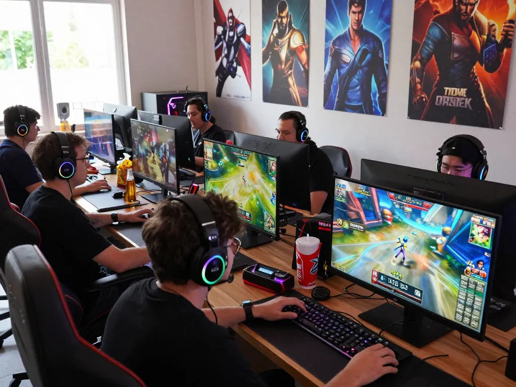 Exciting multiplayer tournament at ligasedayu.com with diverse gamers and vivid graphics showcasing online gaming.