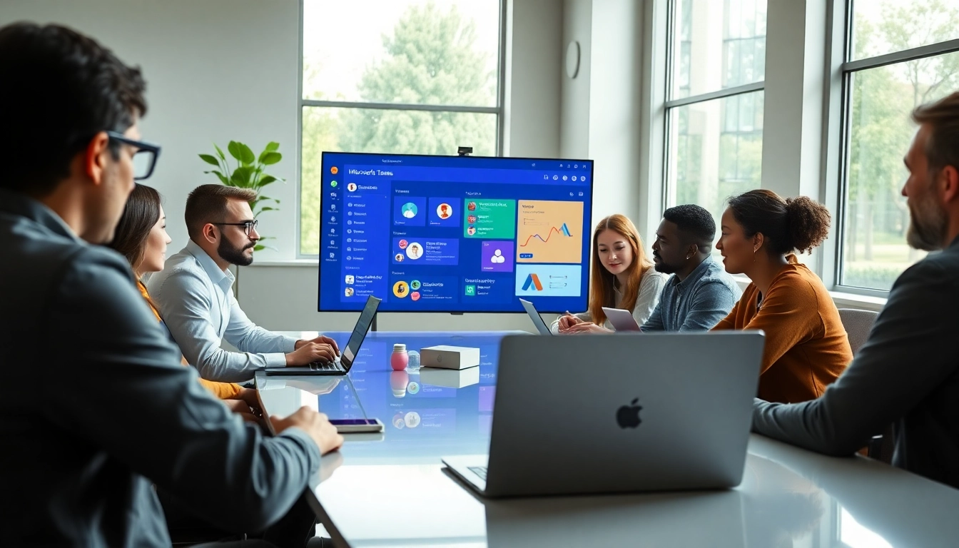 Engaged professionals using teams下载 in a collaborative digital workspace to boost productivity.