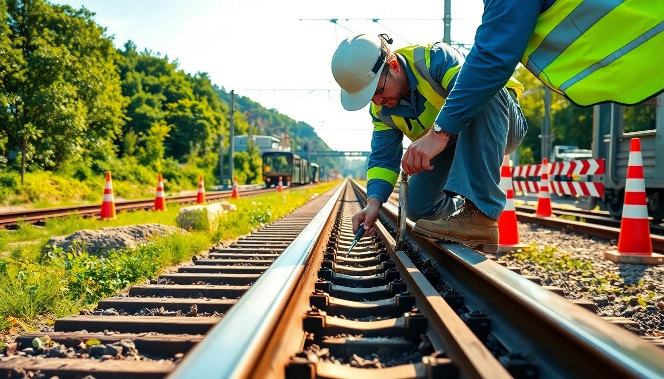 Emergency Railroad Repair Services highlighted through a technician performing urgent track repairs.