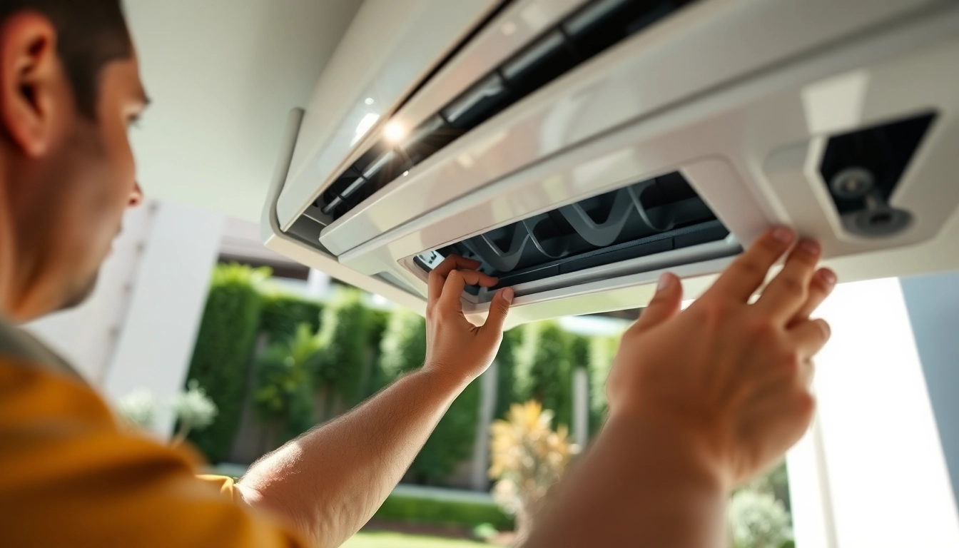 AC Repair in progress as a technician fixes a system, showcasing expertise and professionalism.