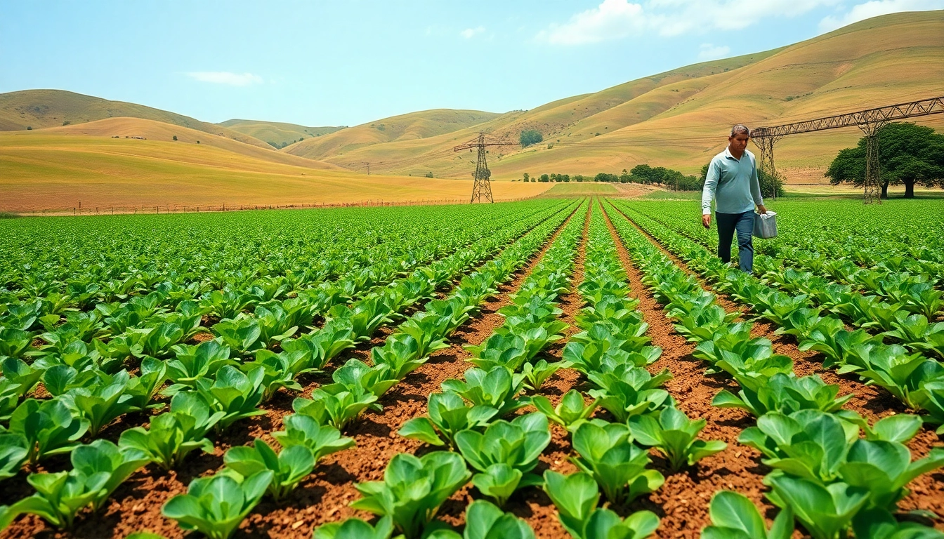 Efficient land irrigation system in a vibrant field enhancing crop growth.
