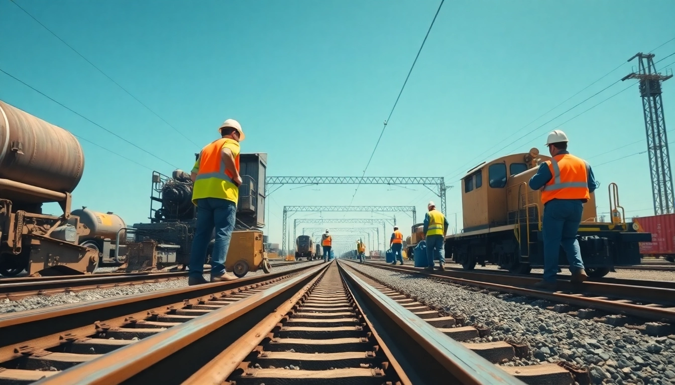 Efficient team providing Emergency Railroad Repair Services at a construction site, showcasing teamwork.