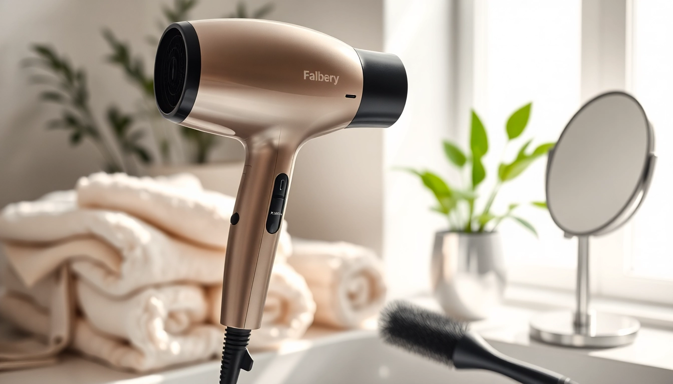 Frizzy hair dryer elegantly displayed in a bathroom setting with bright sunlight.