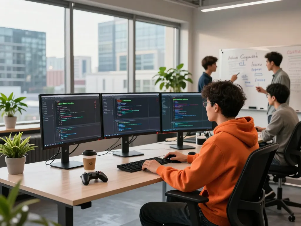 Developer workspace showcasing Android 17 Beta code and collaboration.