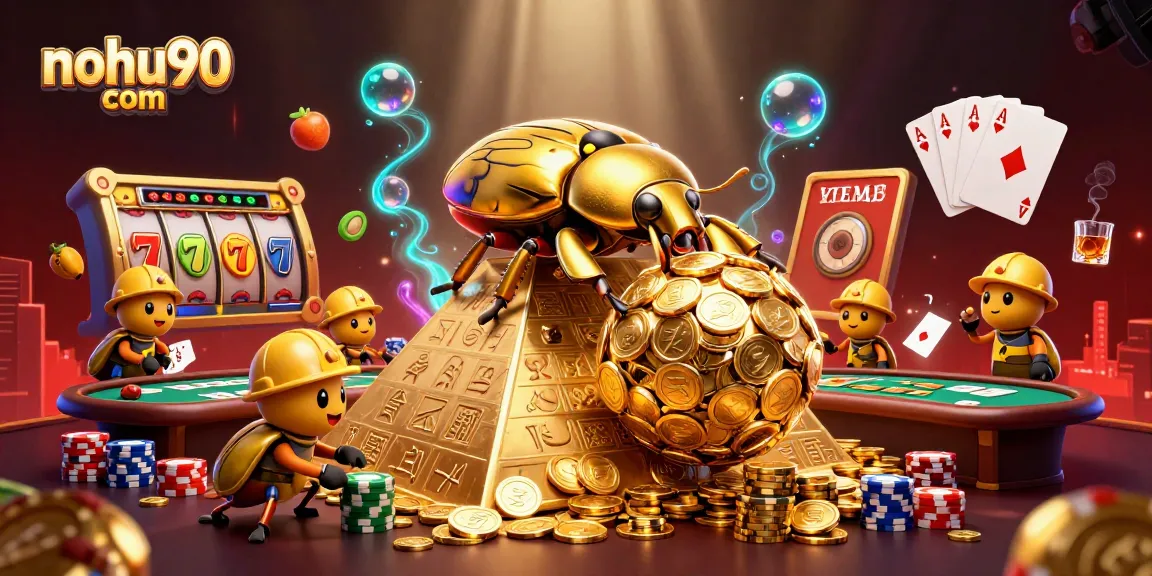Embrace the excitement at nohu90 com with a vibrant 3D portrayal of jackpots and poker tables.