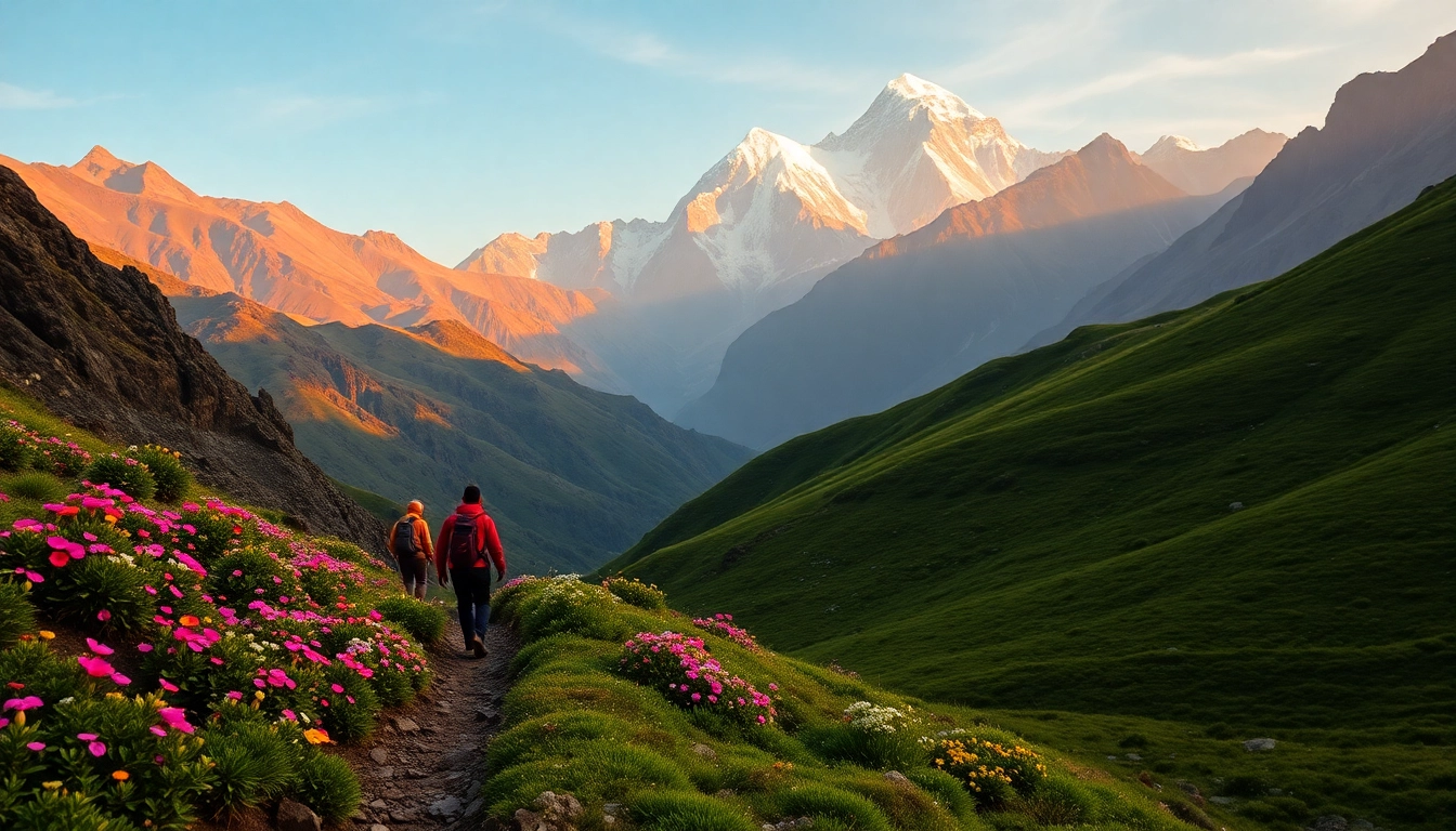 Experience the stunning beauty of the goechala trek with trekkers on a scenic mountain trail.