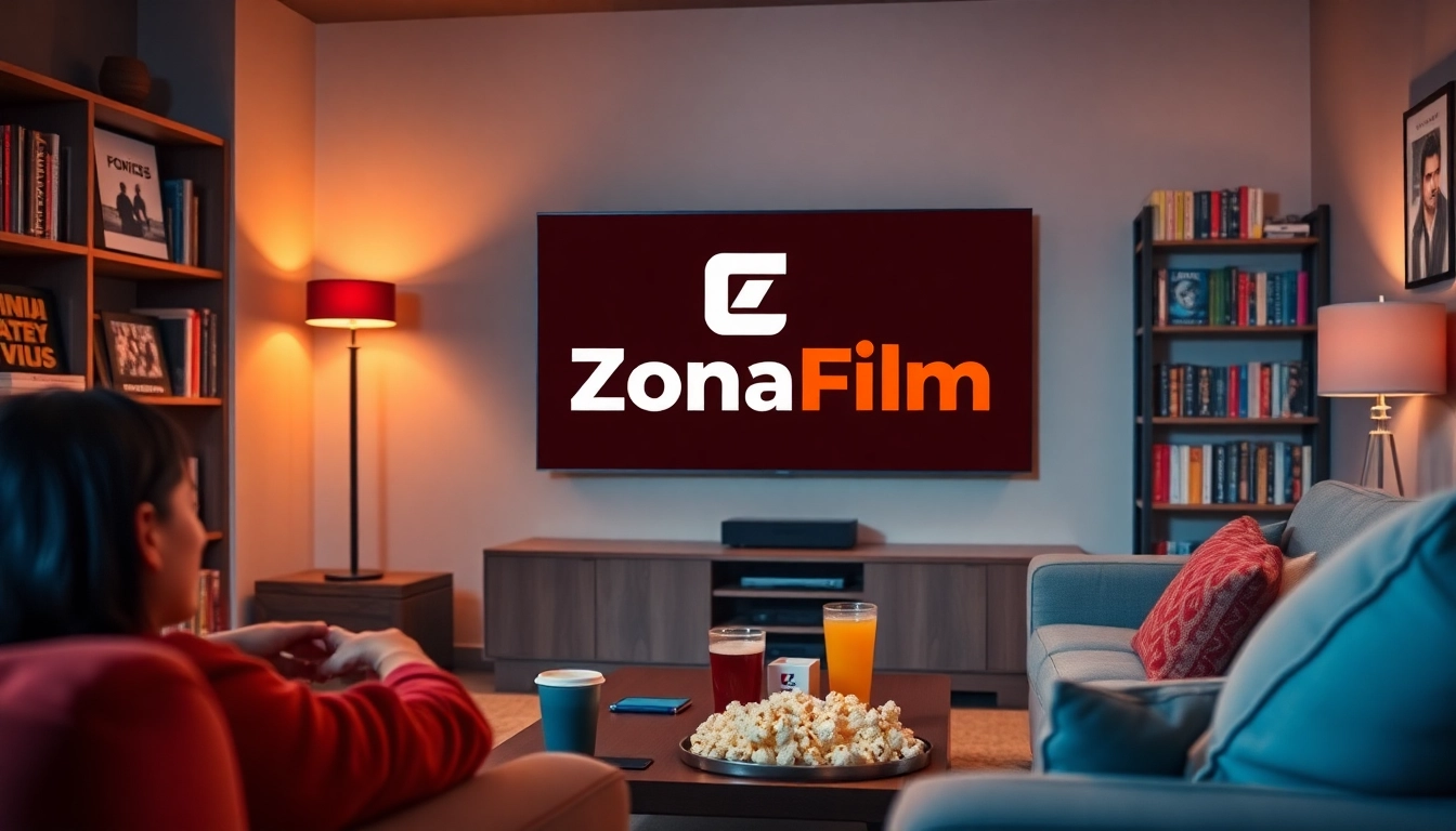 Enjoy a cozy movie night with ZonaFilm streaming on a flat-screen TV.