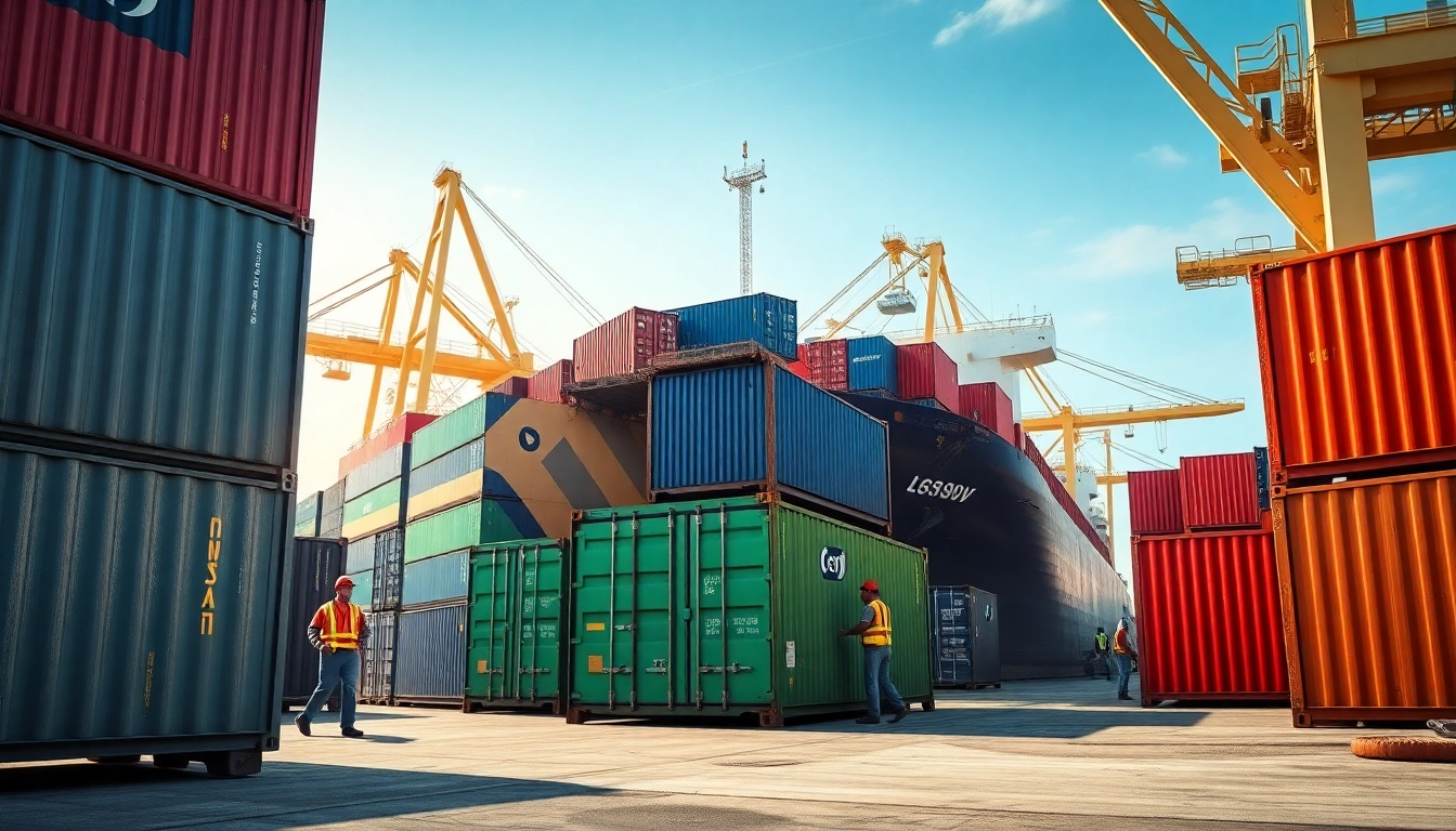 Containers Shipping Services at a bustling international dock in Pakistan, showcasing cargo being loaded safely.