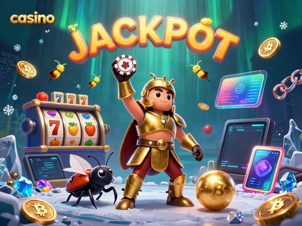 Experience casino excitement with our triumphant hercules beetle lifting a poker chip, celebrating big wins!