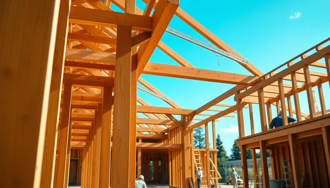Transforming architectural designs with timber frame solutions in a professional construction setting.