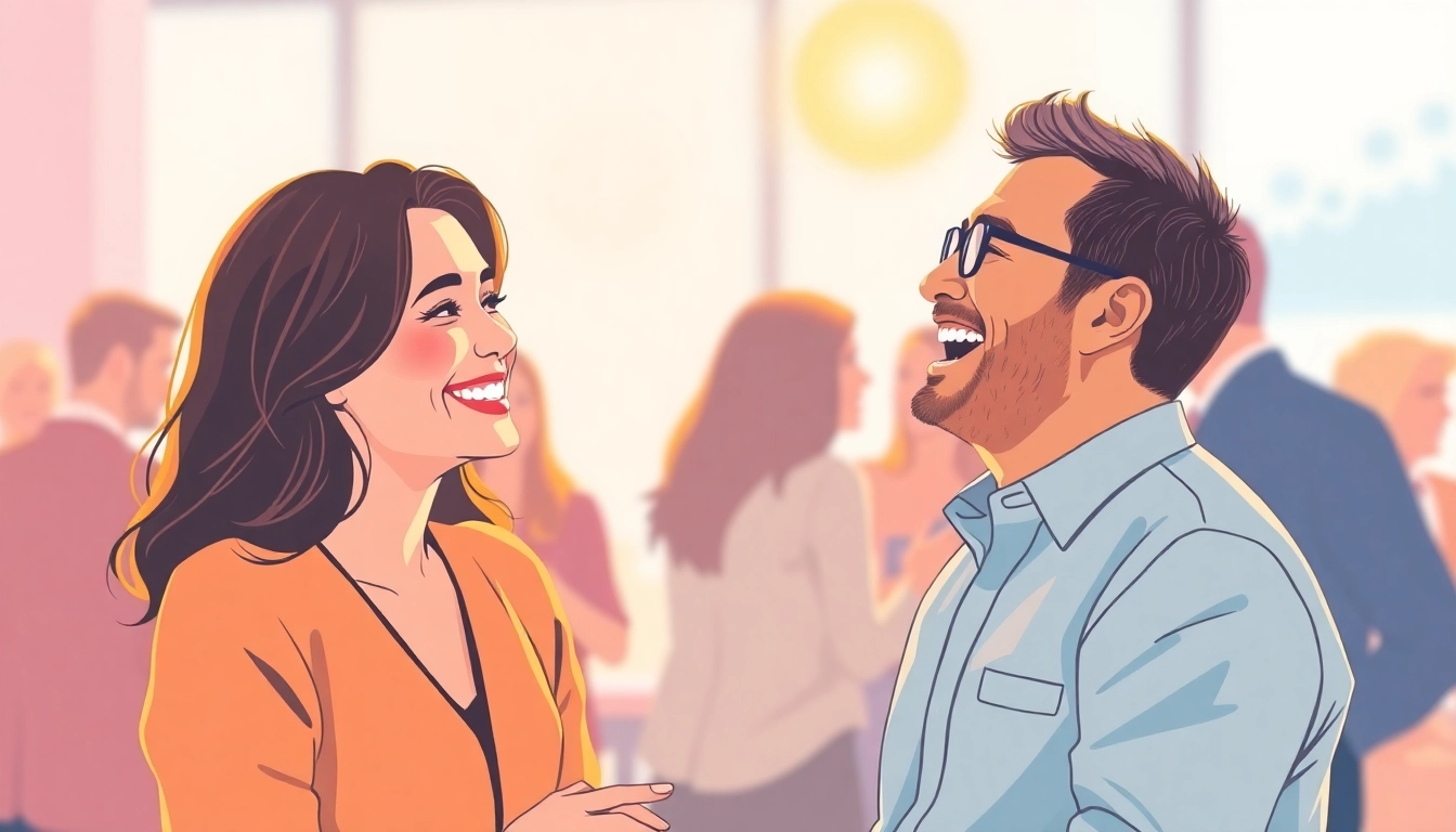 Illustration showing why do we say break the ice with two people enjoying a relaxed conversation.