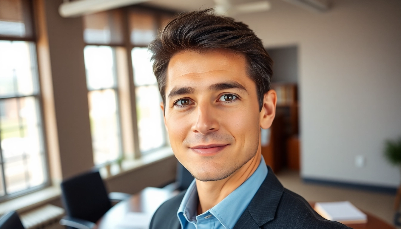 Personal injury lawyer at https://www.pwdlawfirm.com showing confidence in a professional office.