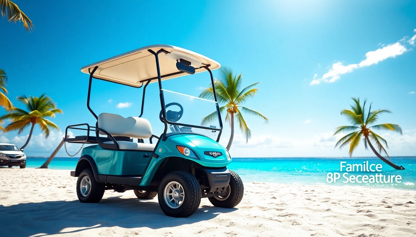 Rent a reliable golf cart rental San Pedro Belize on a stunning tropical beach.