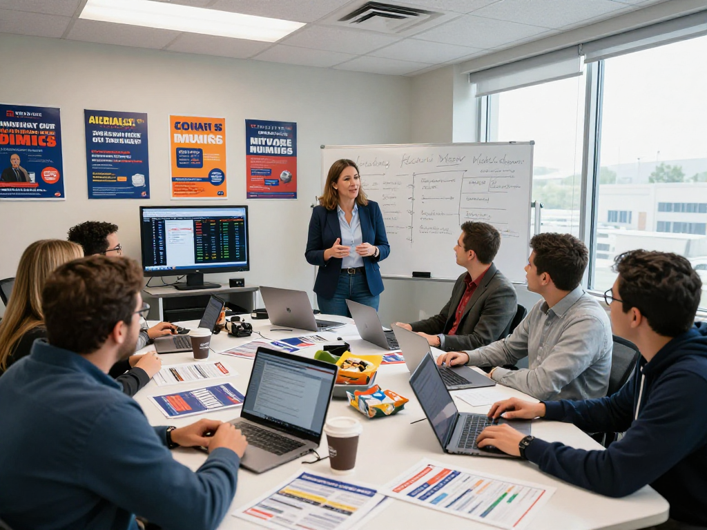 recurring donations for political campaigns with team strategizing in a vibrant office setting.