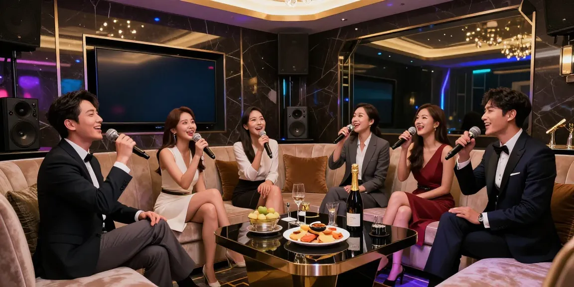 강남쩜오에서 친구들과 특별한 기념일을 축하하는 고급스러운 개인 노래방 풍경