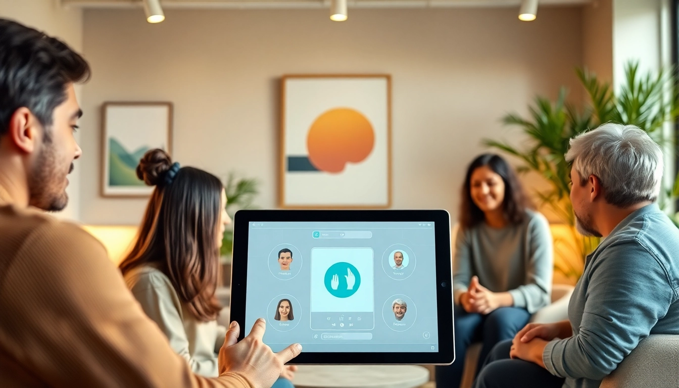 Engaging session with an AI Therapist on a tablet, promoting mental wellness.