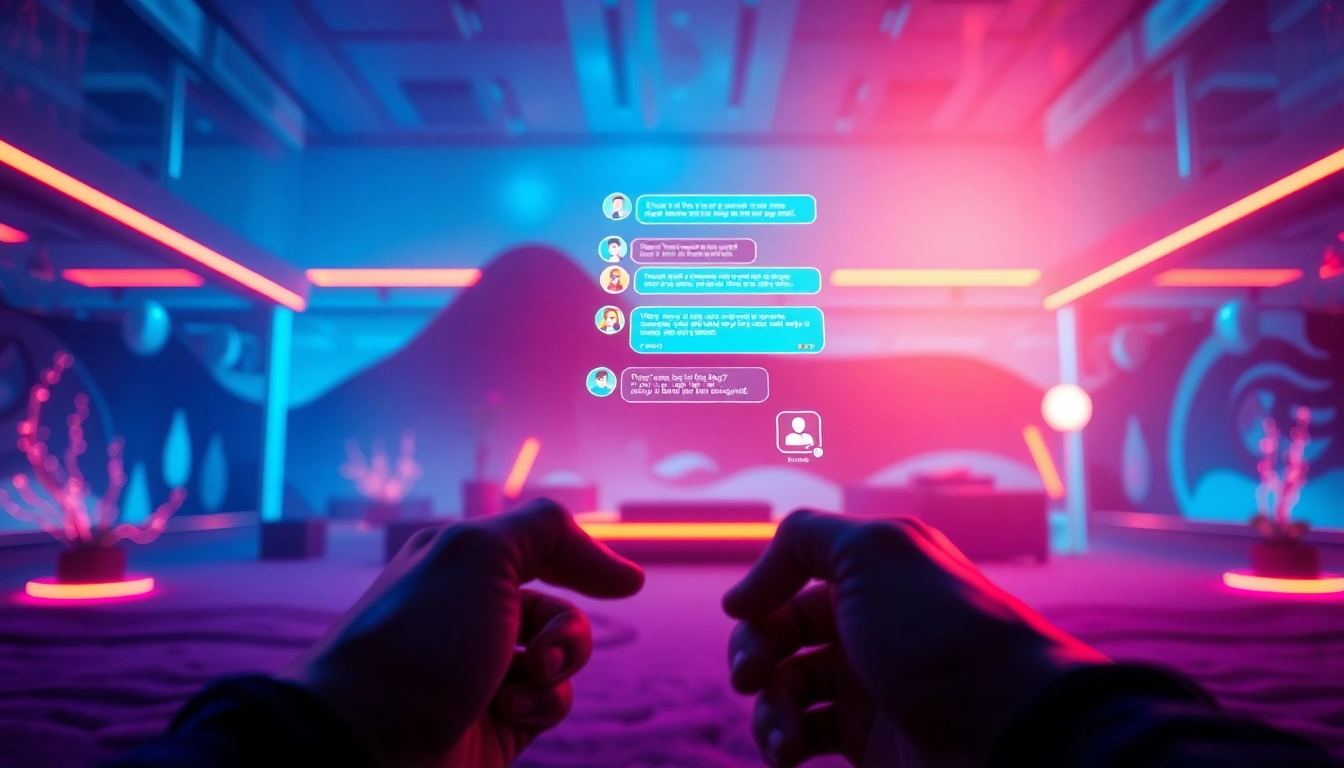 Engaging digital interface for ai sex chat with lively AI characters and inviting ambiance.
