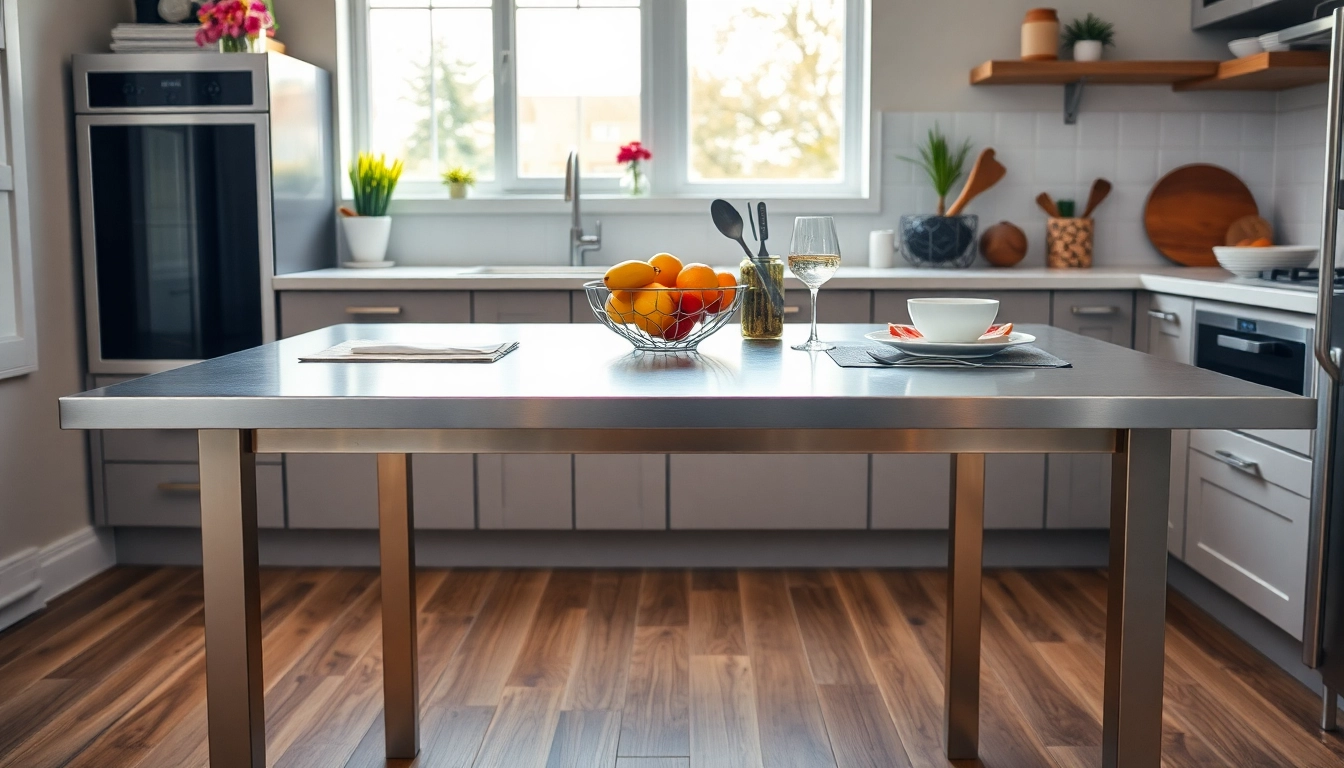 Enhance your kitchen with a stylish steel table for kitchen featuring modern design and decor.