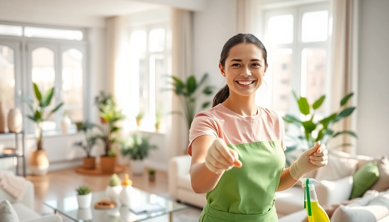 Experience top-notch cleaning services at https://ecocleanellies.com with a professional cleaner enhancing a bright living room.