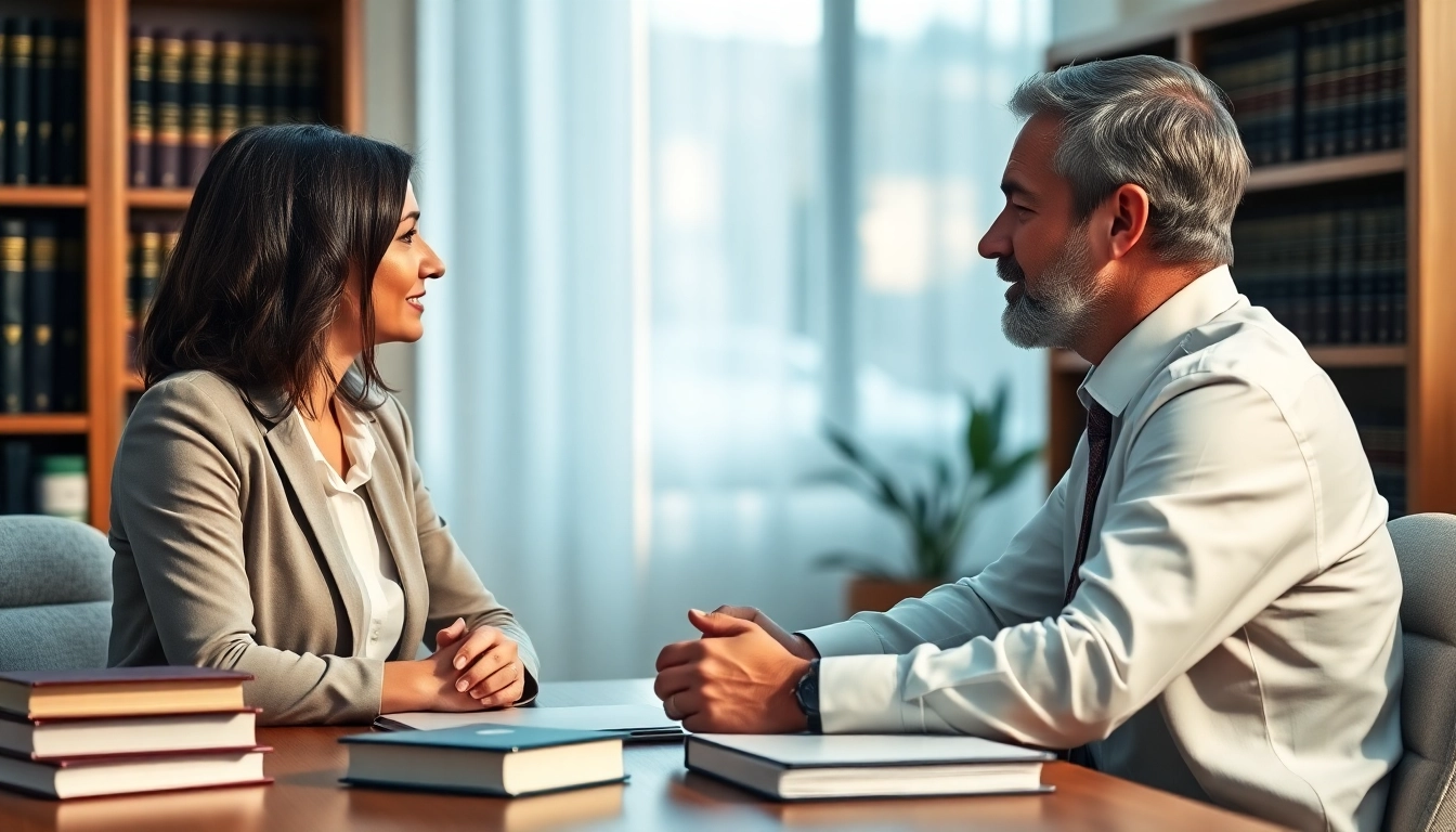 Consultation with a Birmingham Divorce Lawyer providing professional guidance in a serene office setting.