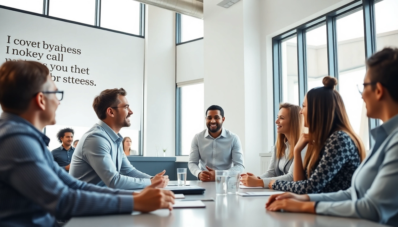 Business coach near me actively engaging clients in a professional consultation setting.
