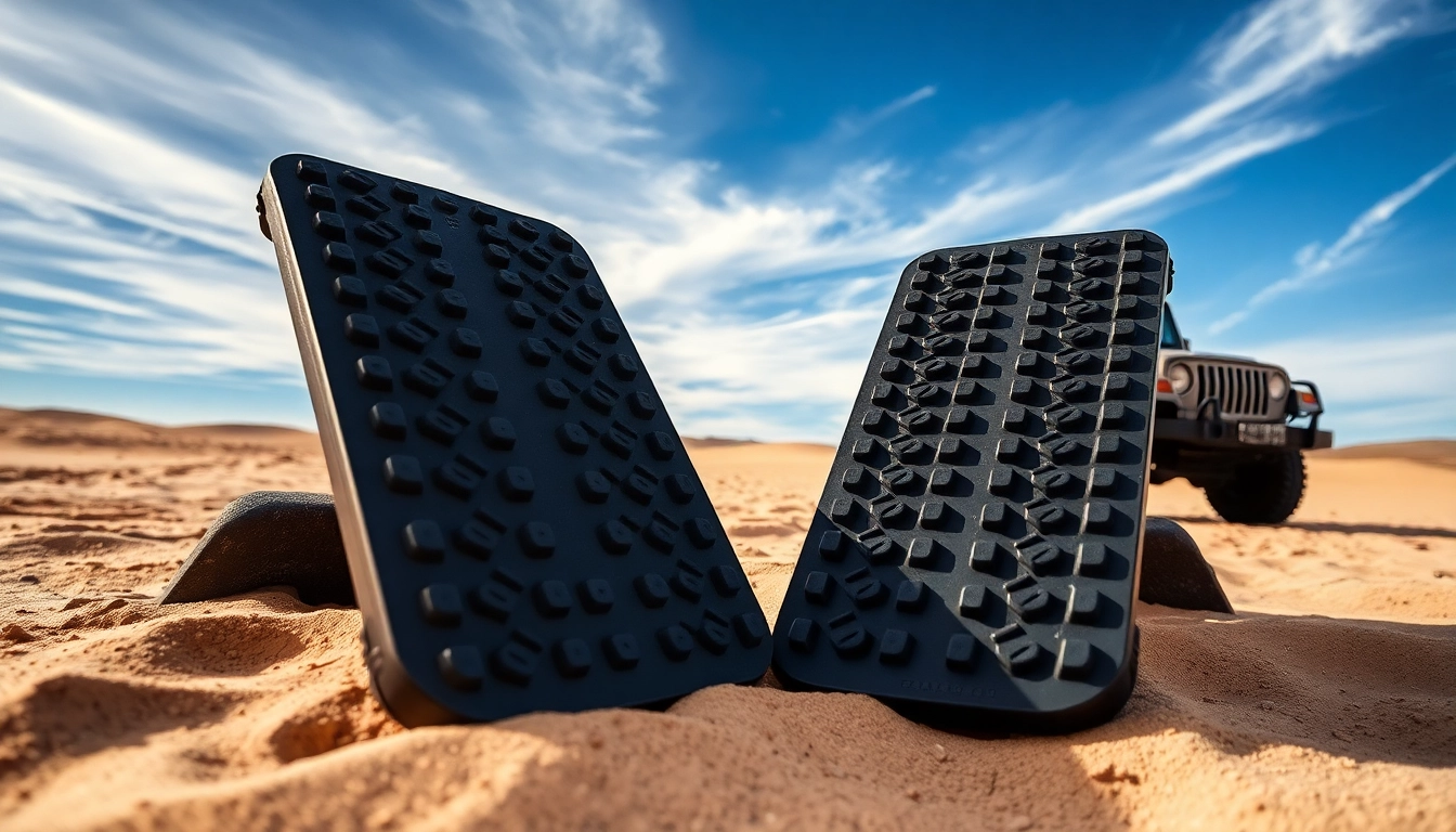 Traction Boards enhancing off-road accessibility in a rugged outdoor landscape.