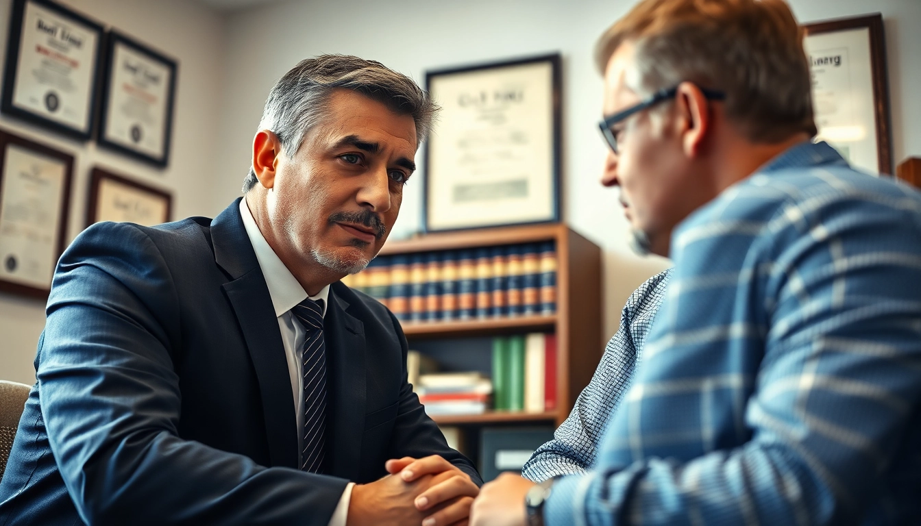 San Antonio truck accident lawyer engaged in a consultation with a client, showcasing professionalism.