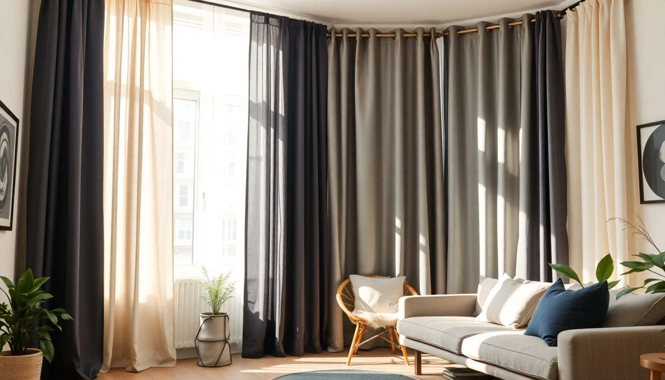 Verduisterende gordijnen in een stijlvol interieur, met natuurlijke verlichting.