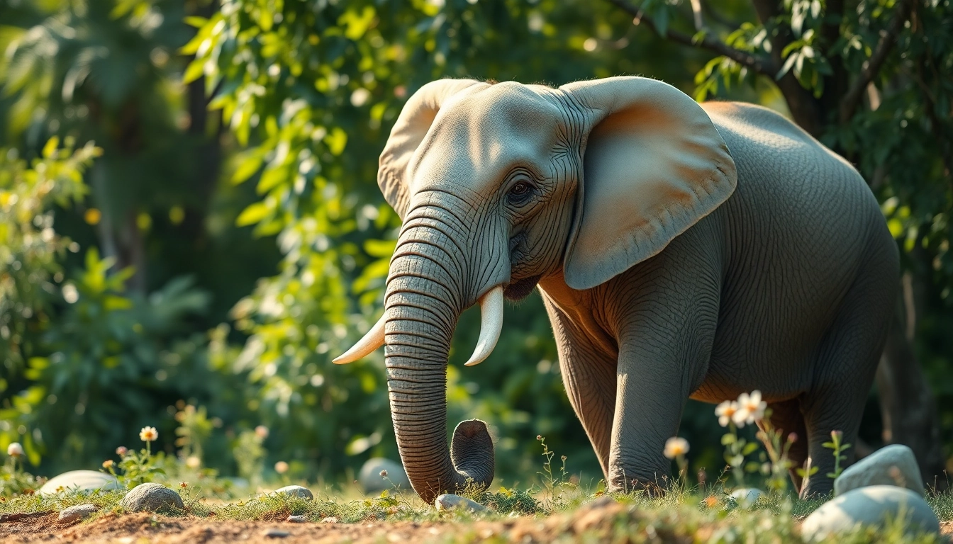 Calm Elephant in a serene environment promoting relaxation and tranquility.