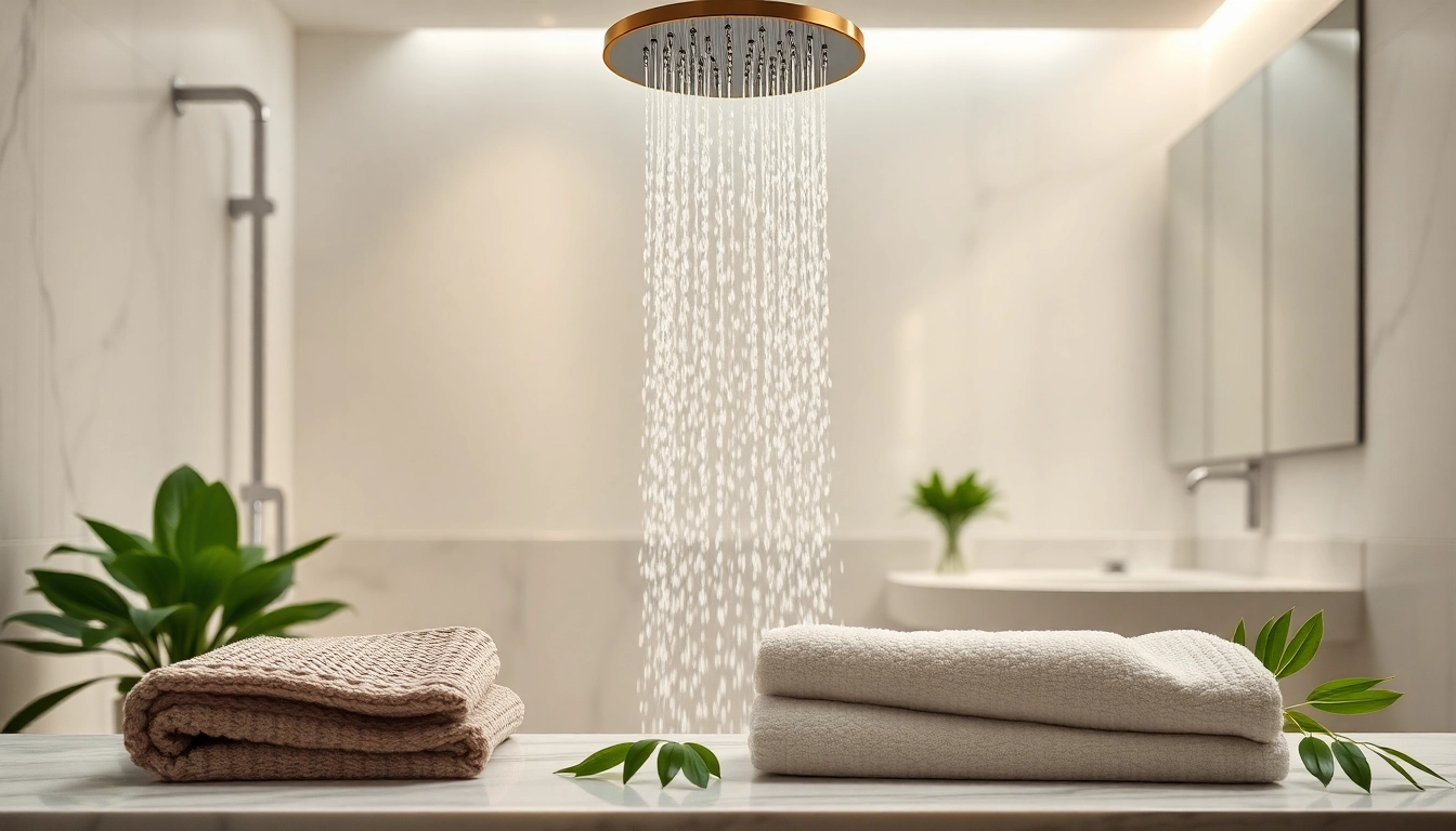 Experience elegant showers au with a luxurious rain shower head amidst a refined bathroom setting.