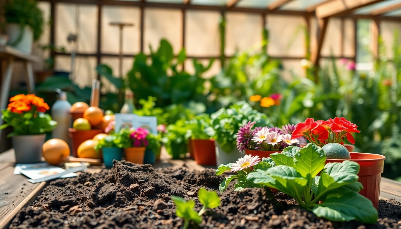 Engaging Gardening scene showcasing organic veggies and colorful flowers in a serene setting.