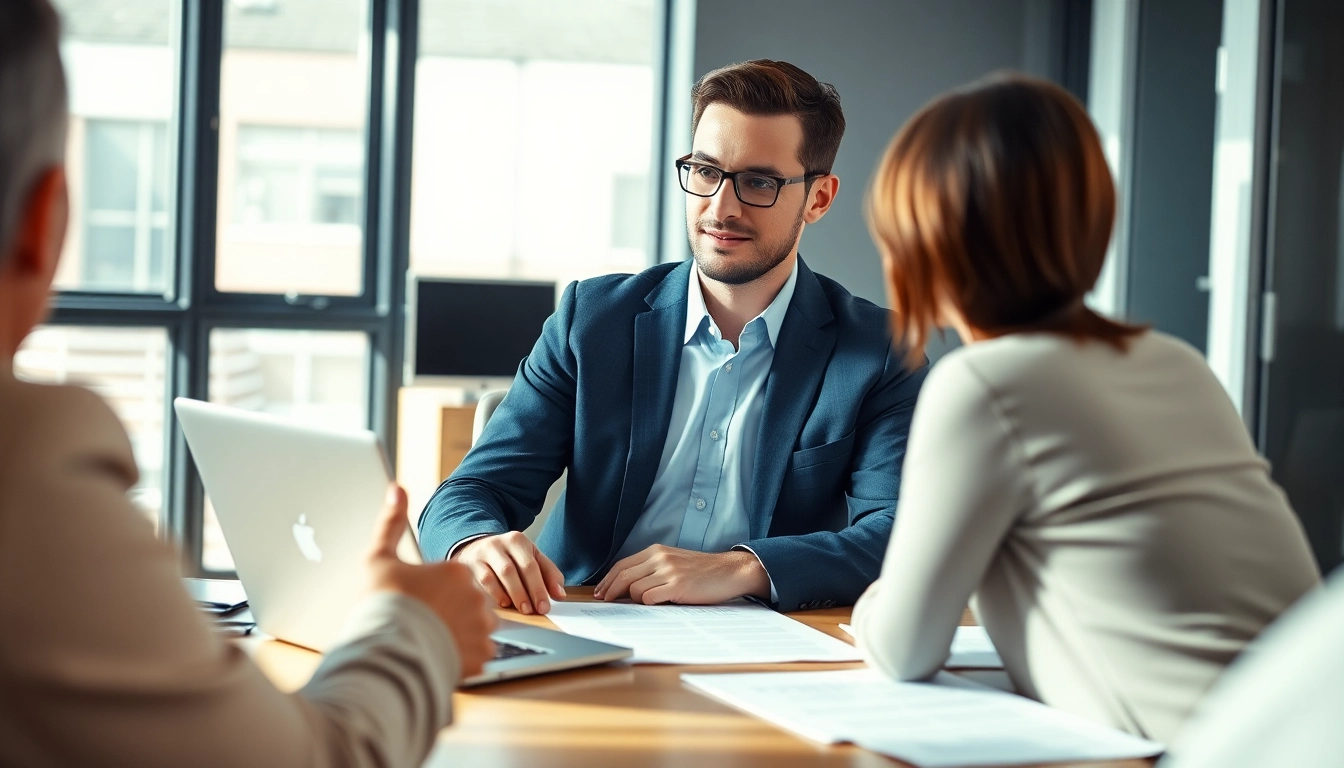 Empathetic Houston Personal Injury Attorney consulting with a client in an office.